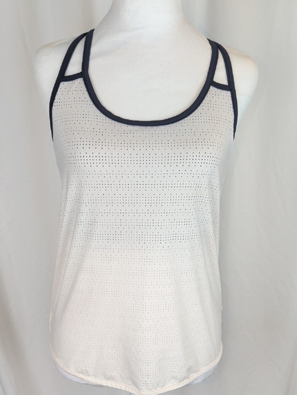 Athleta 2-in-1 Cream Mesh Open Back Built-In Bra Tank Top XS